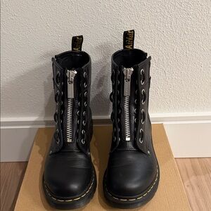 Dr. Martens Black 1460 Twin Zip Boots Women's UK 6 US 8 Wanama Leather